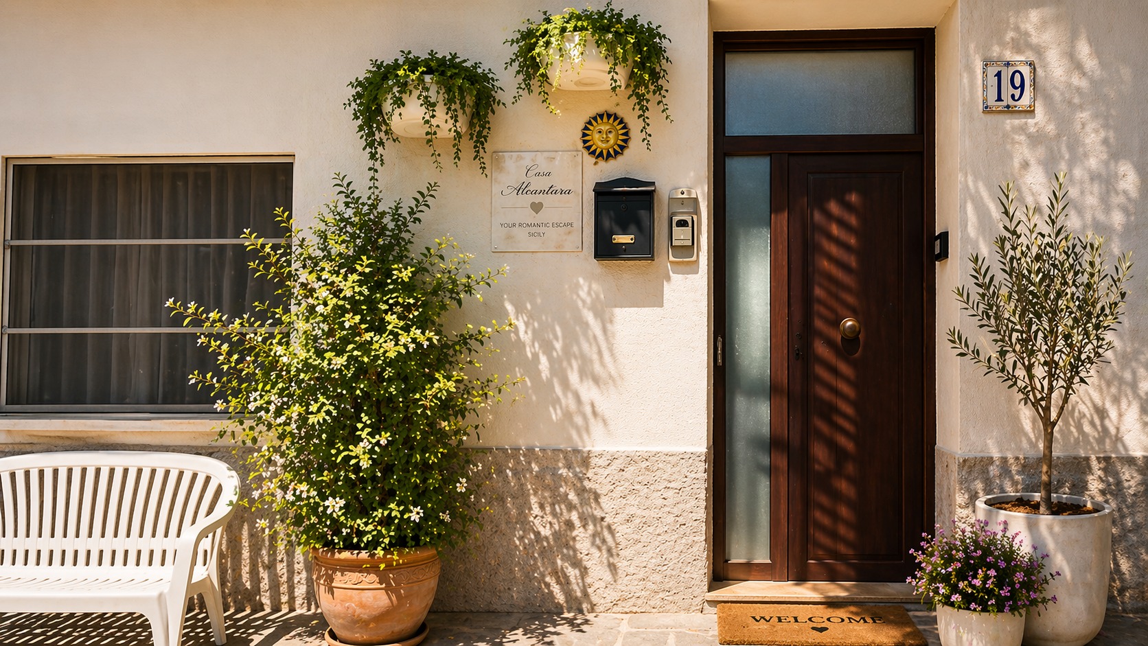 Exterior entrance to the Romantic home